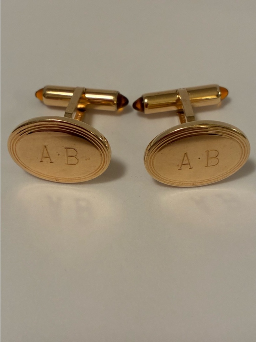Gold Filled Oval Monogram Cuff Links - A·B